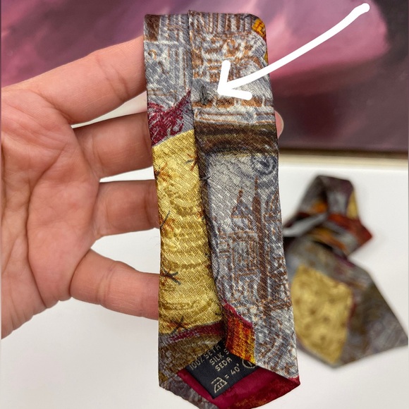 ERMENEGILDO ZEGNA Vintage 100% Silk Tie in Retro Print - Picture 11 of 12